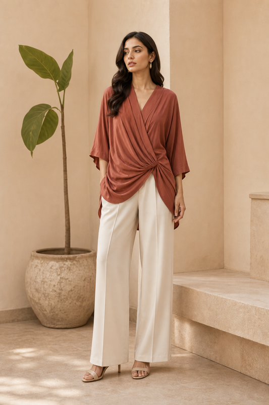 Printed Draped Top