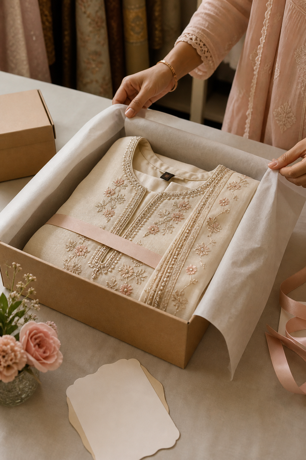 Boutique clothing packaging with care